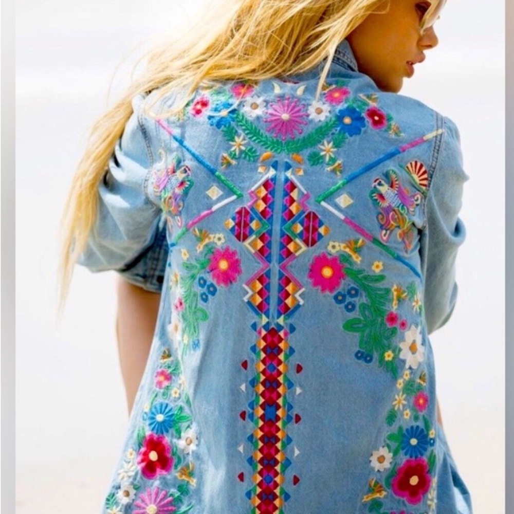 Floral Embroidered Denim shirt